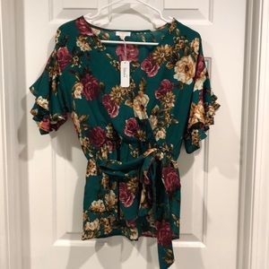 Green Floral Blouse
